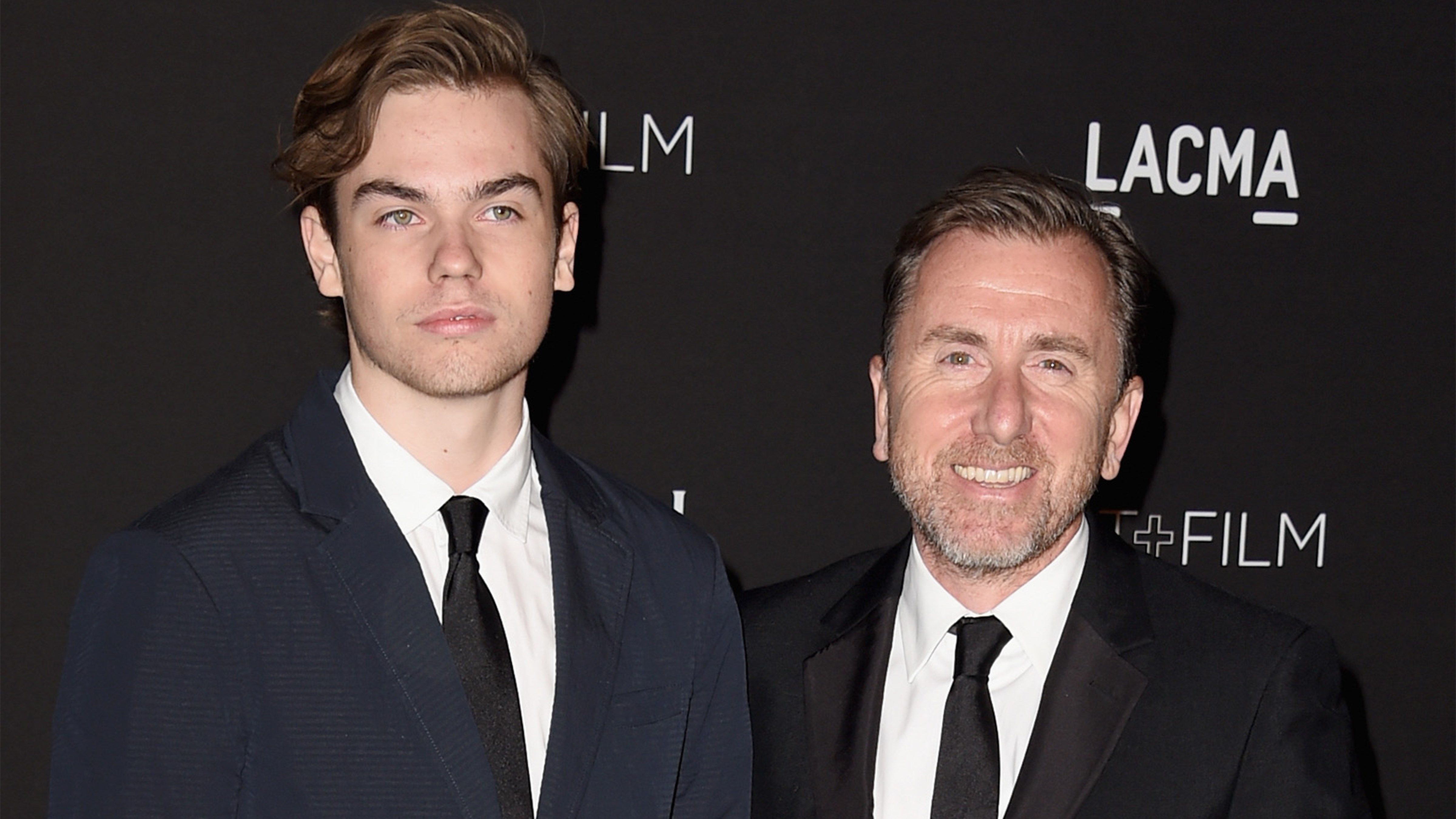 Actor Tim Roth (R) and Cormac Roth attend the 2014 LACMA Art + Film Gala honoring Barbara Kruger and Quentin Tarantino presented by Gucci at LACMA on November 1, 2014 in Los Angeles, California.