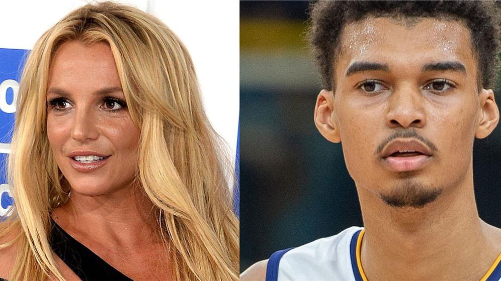Britney Spears (left) and Victor Wembanyama (right)