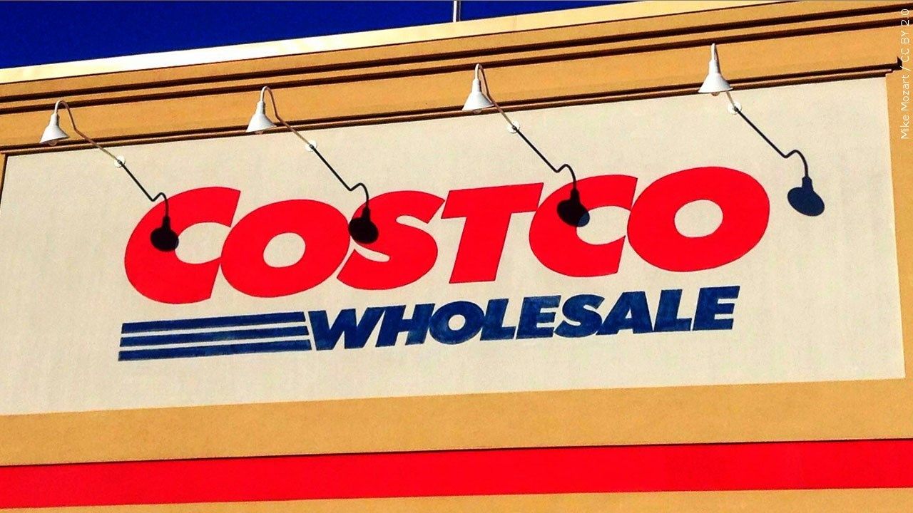 Costco Wholesale sign in Enfield, Conn., 2014.