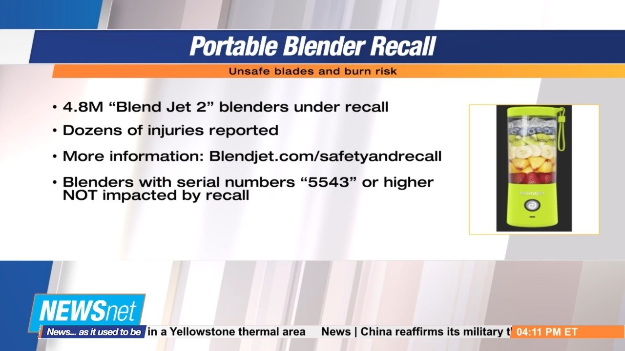 BlendJet recalls 4.8 million blenders over laceration and fire