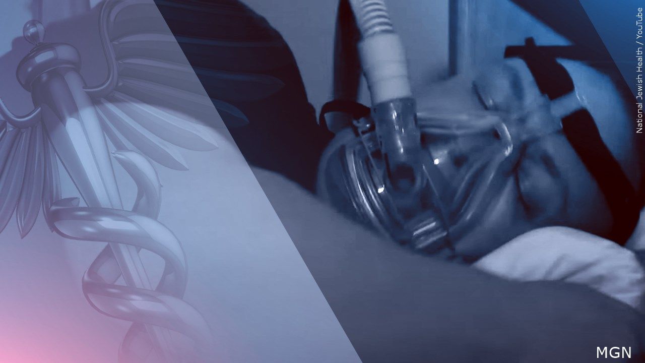 Sleep apnea breathing device.