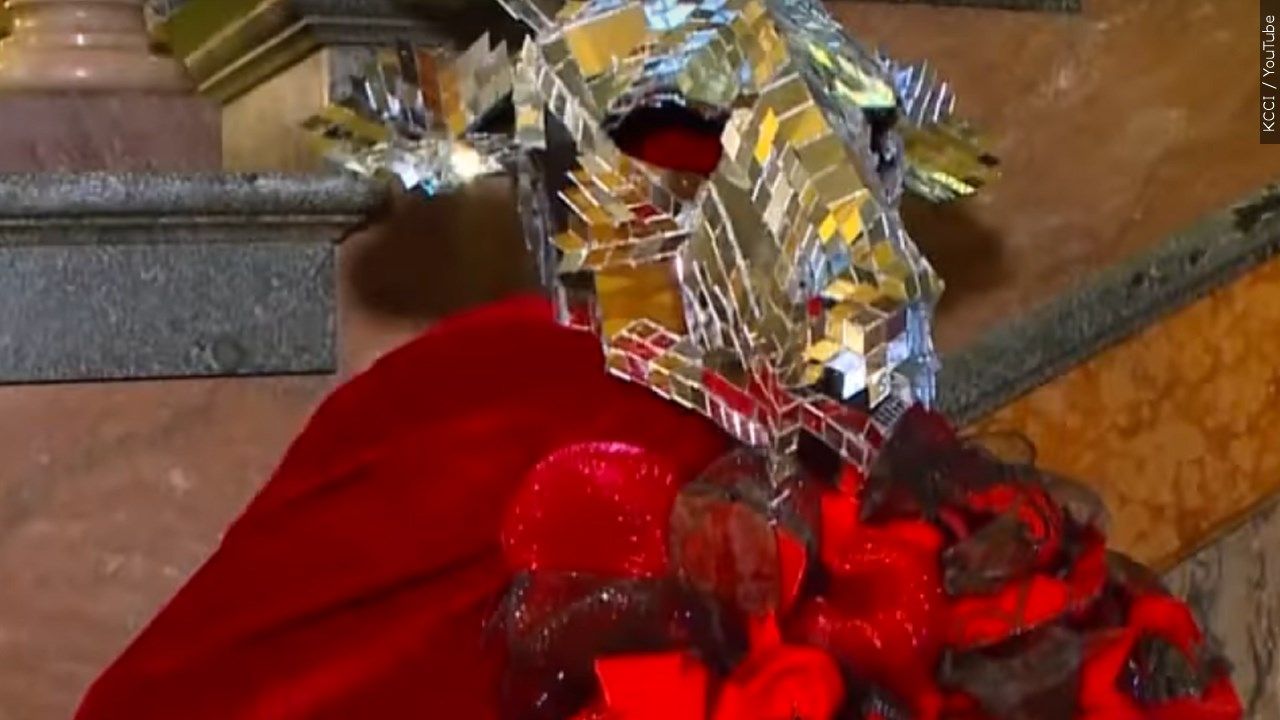 Part of a display erected in December at Iowa Capitol by The Satanic Temple.