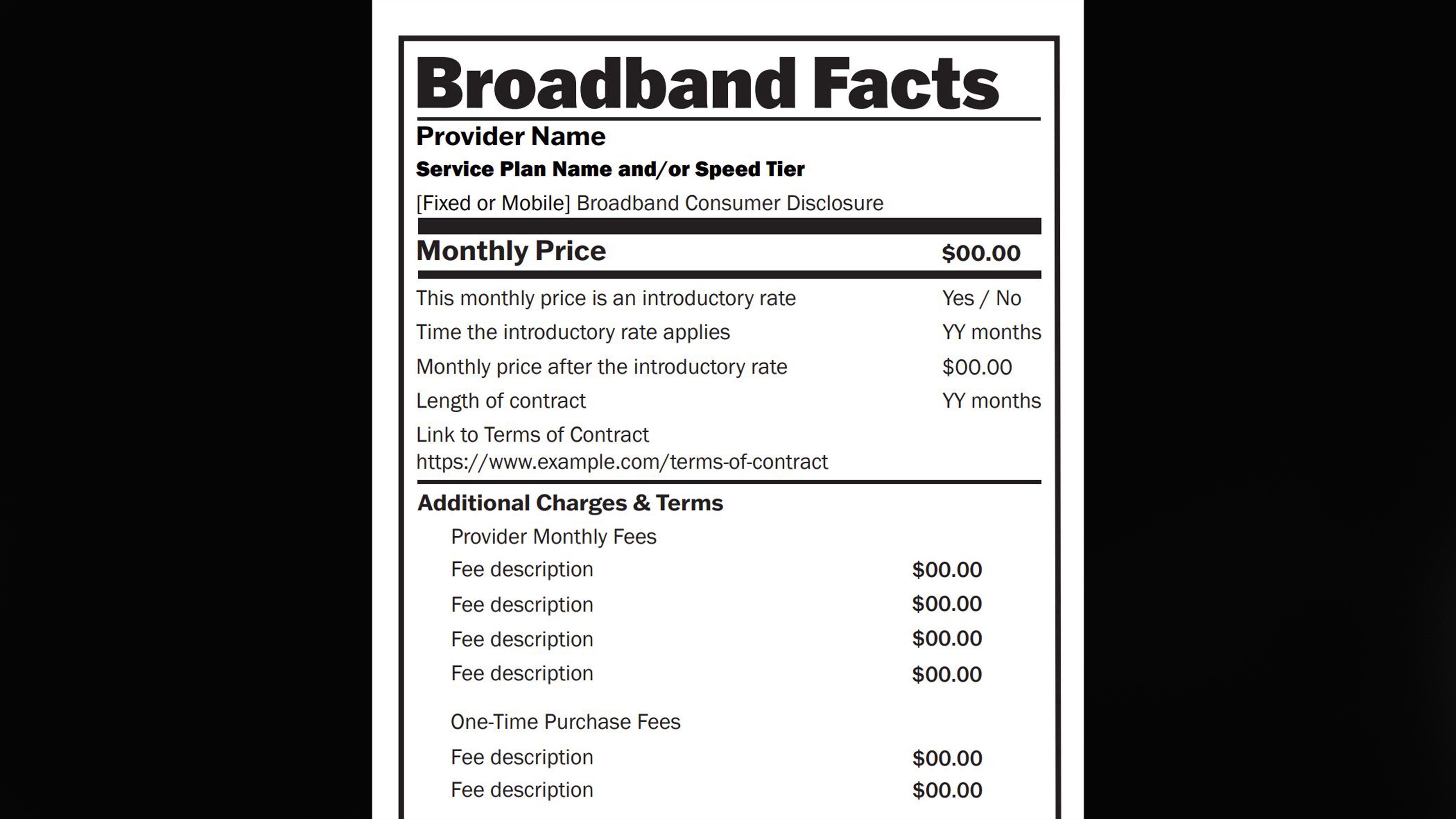 Starting on Wednesday, all but the smallest ISPs will be required to publish broadband “nutrition labels” on all of their plans..