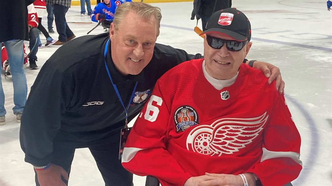 SNH anchor Ben Holden with former Detroit Red Wings defender Vladimir Konstantinov.