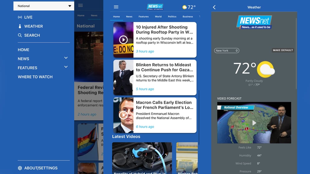 Examples of the NEWSnet mobile app.