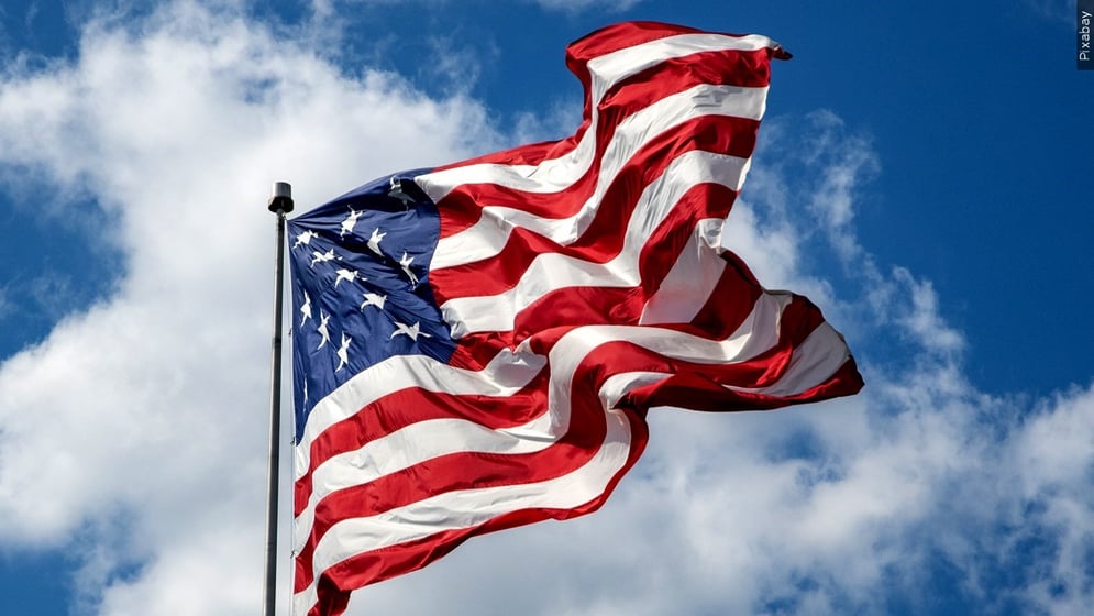 American flag in the breeze